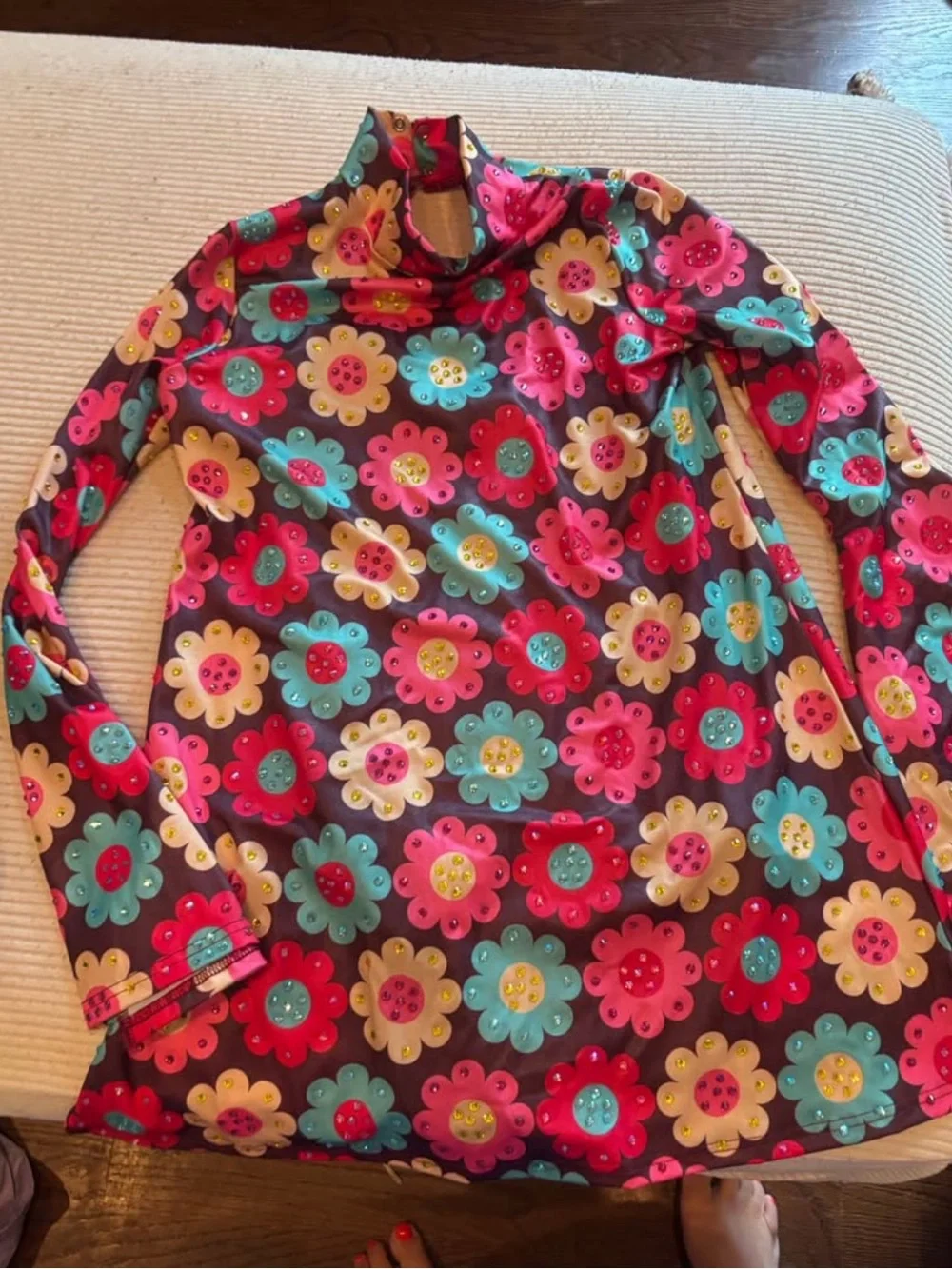 Weissman Kids Floral Dance costume 70s - Pink, Teal & Yellow Flowers